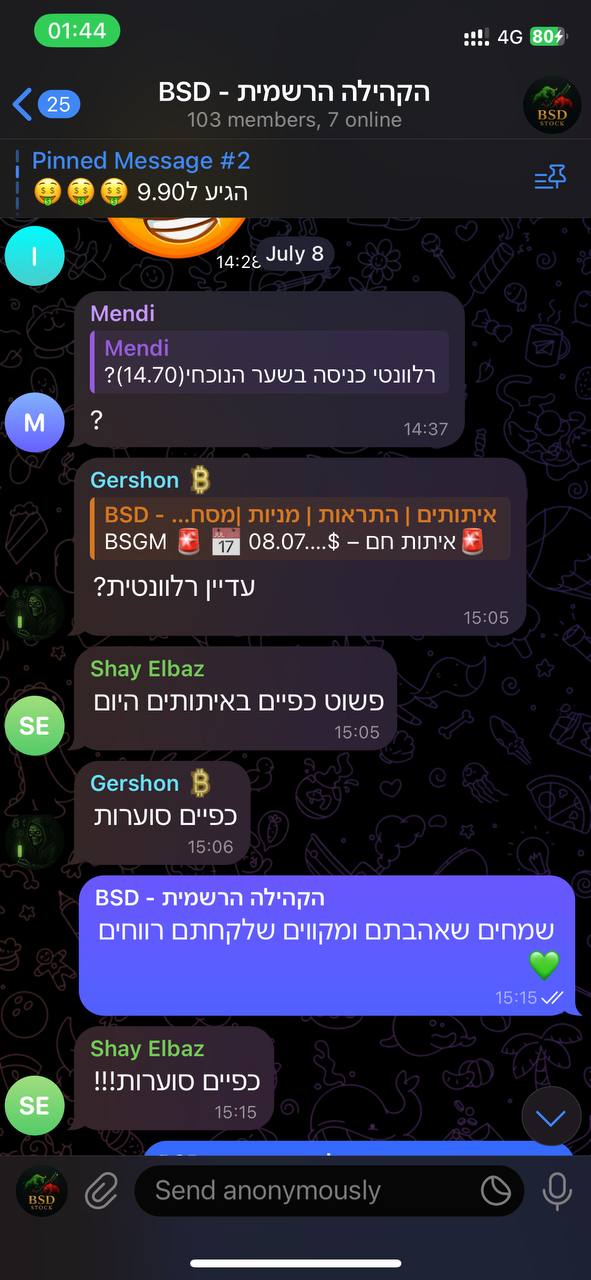 המלצה מתלמיד על קורס המסחר של BSD Stocks